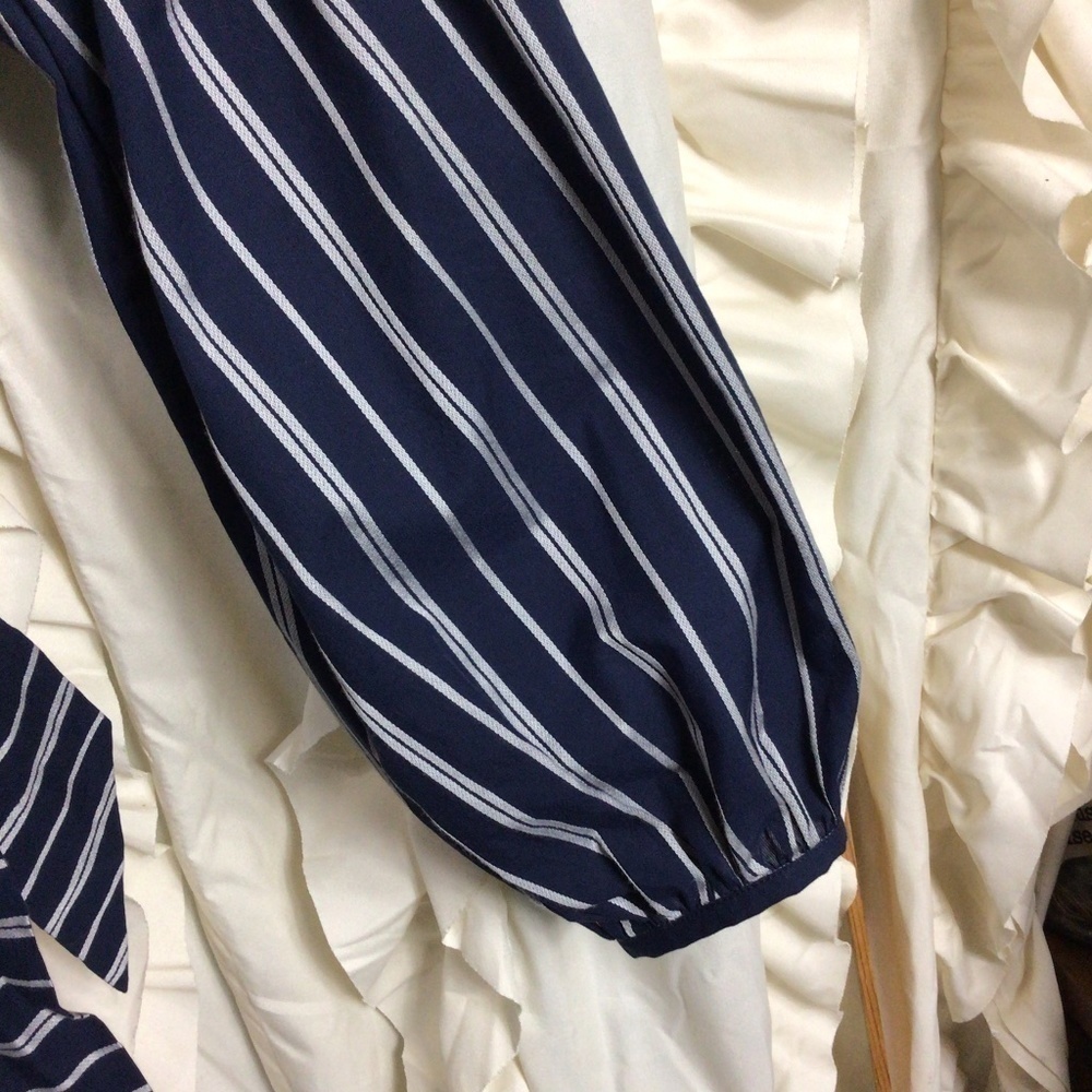 The Jetset Diaries Kensington Striped Wrap Top Navy White Small Preppy - Picture 5 of 8